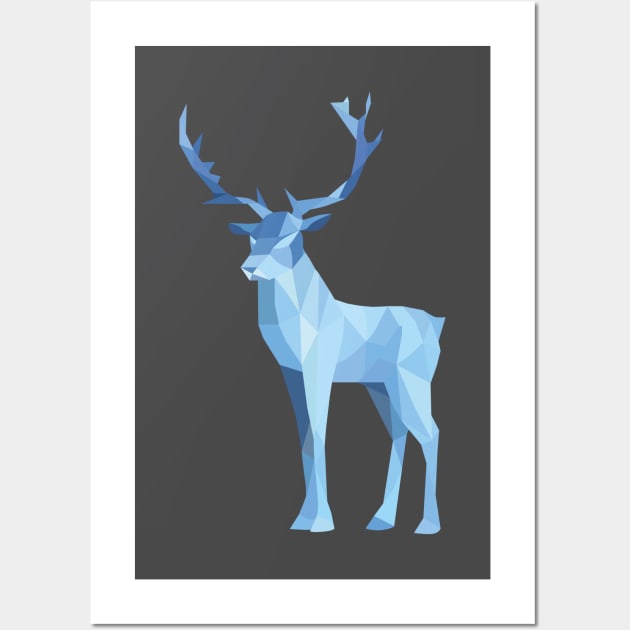 Geometric Stag in Ice Blue Wall Art by shaldesign